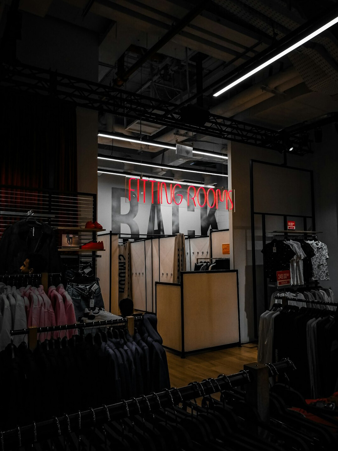 clothing store fitting room